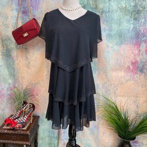 NWT📌ha-7DNo Little Black Chiffon Dress -Gemstones